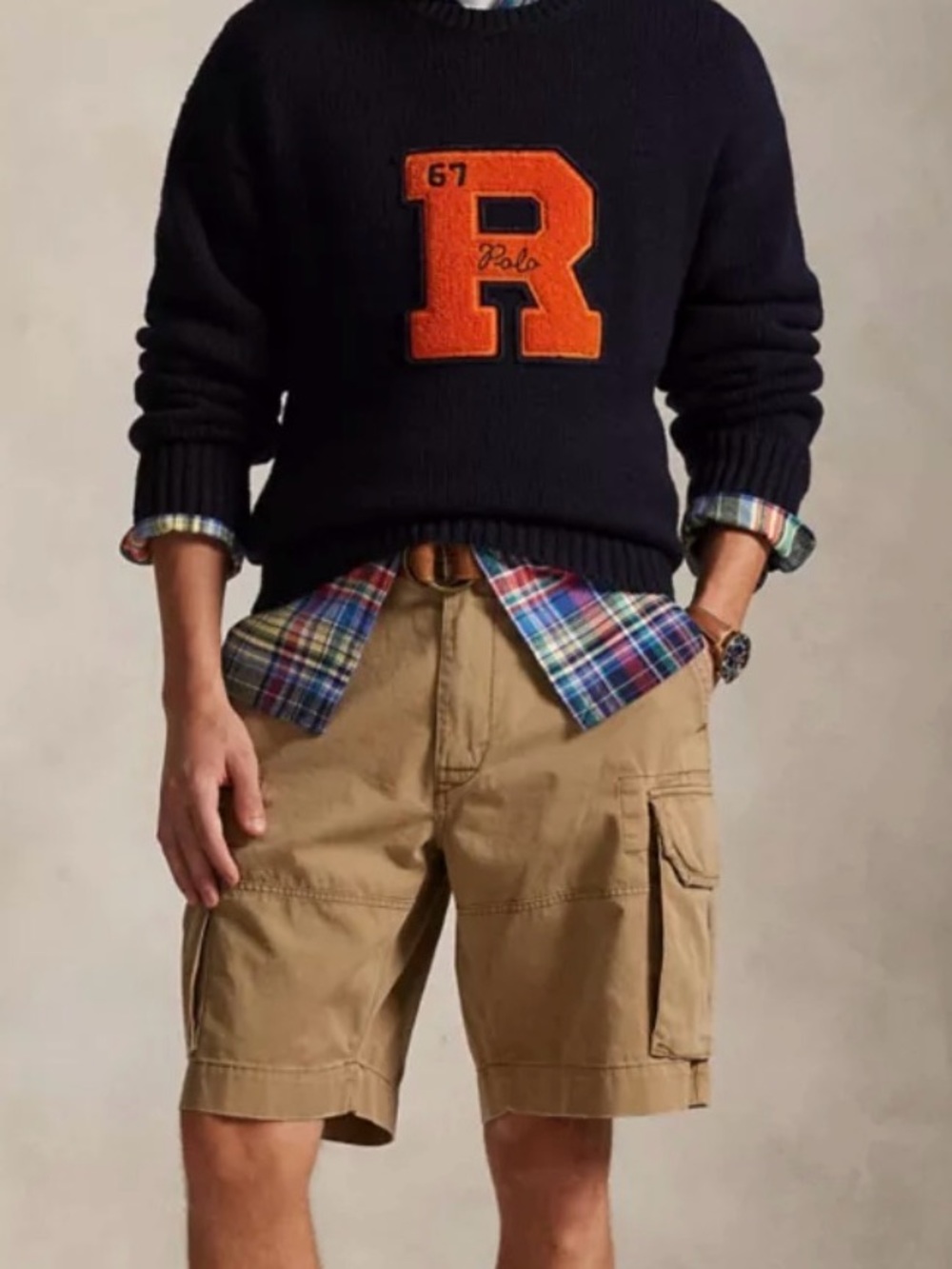 Ralph Lauren Tan Cargo Shorts with Multiple Pockets